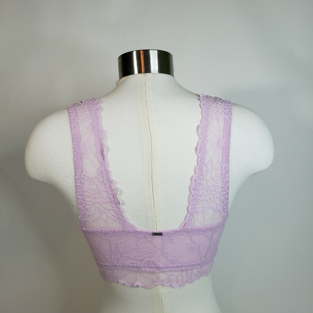 Victoria's Secret PINK Lavender Wildflower Lace High Neck Push Up Bralette S-DD - Picture 2 of 8